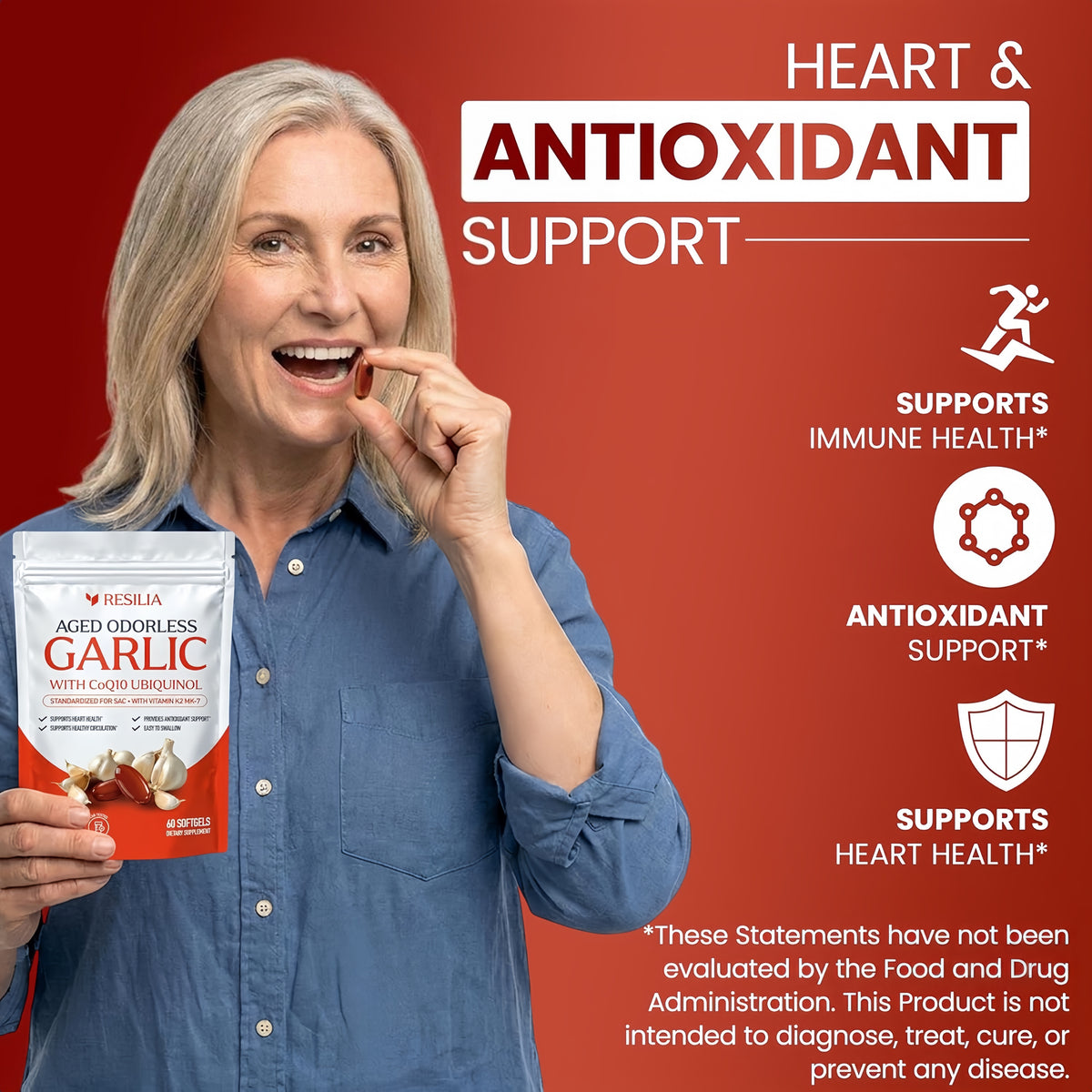 Resilia Odorless Aged Garlic Softgels (60 Count)